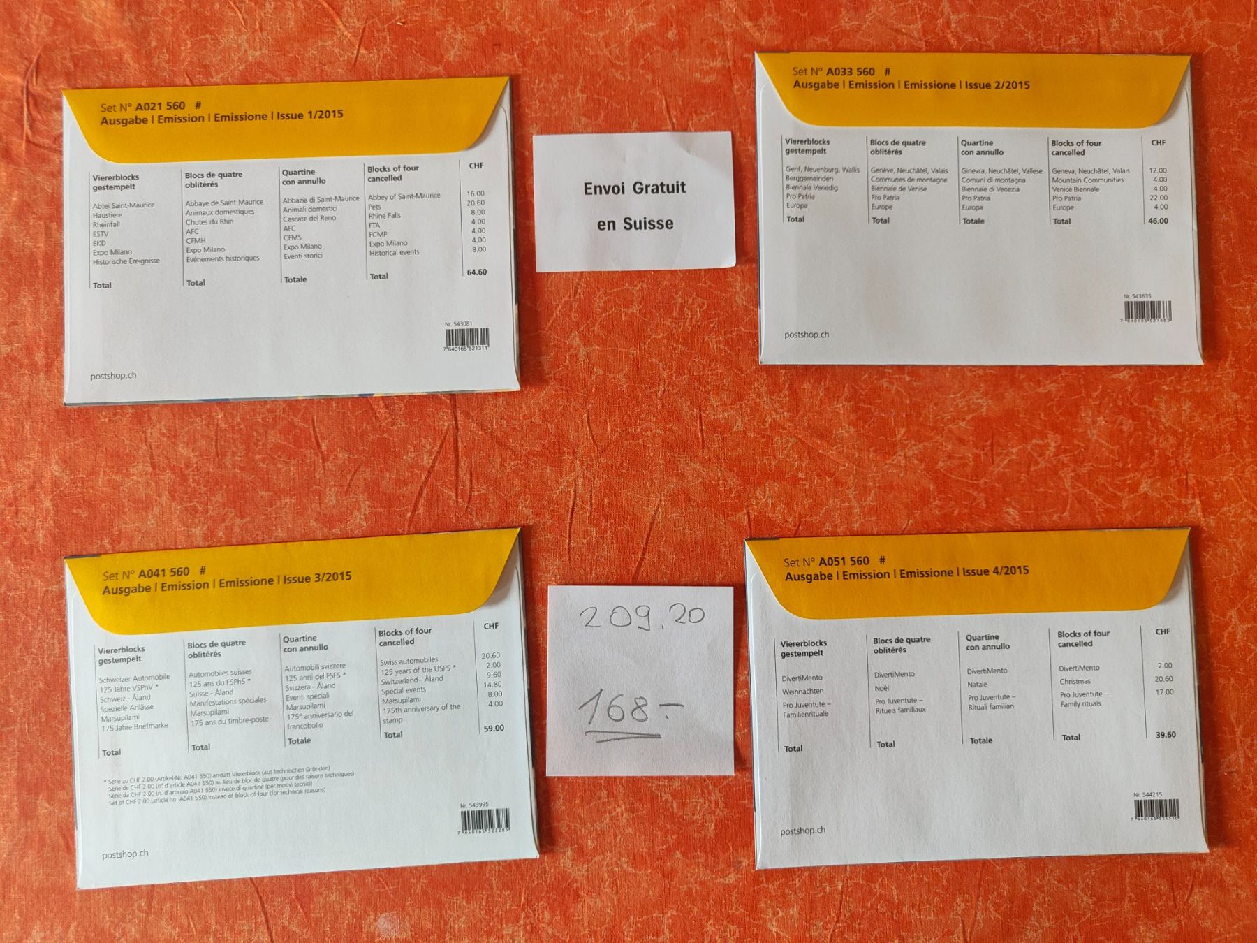 Tutti i francobolli: Timbres 2015 blocs de 4 oblitérés – Nuovo e nell'imballaggio originale da Gryon venduto da Jessicaj87
