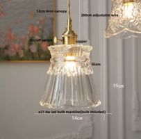 Lampe suspendue LED Vintage  en pierre de verre