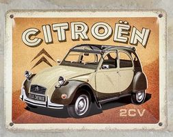 Citroen 2CV Hängeschild Blechschild 15x20cm Original
