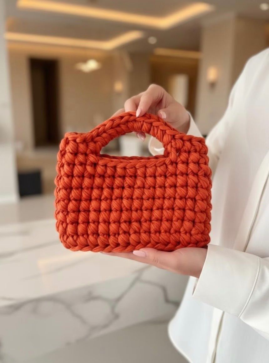 Taschen: Häckeltasche rostrot/orange, neuwertig – Neu und originalverpackt aus Bern von FlurinaNatalia 3
