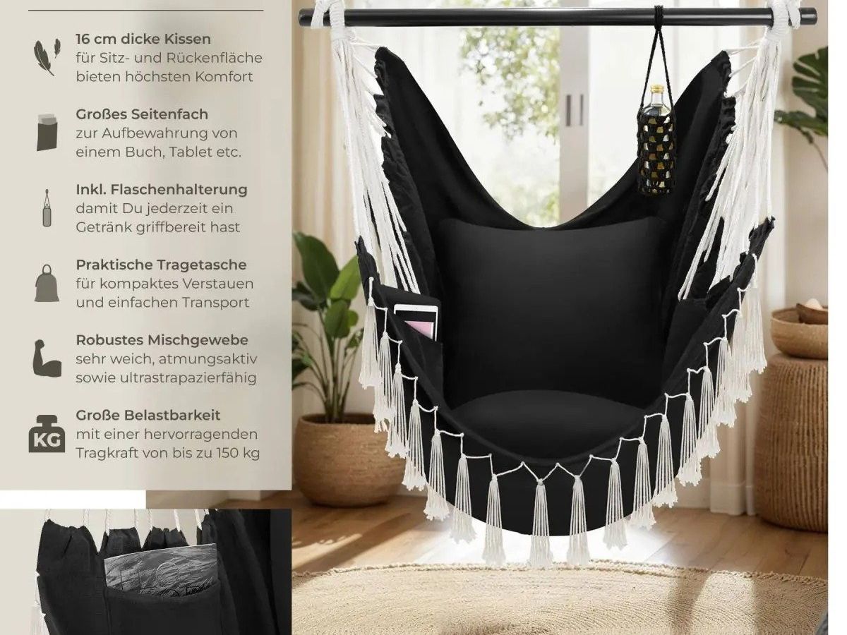 Poltrone pensili da giardino: Hängesessel Boho Style Belastbarkeit 150kg SANDIRA – Nuovo e nell'imballaggio originale da Lachen SZ venduto da sw3zzy 1