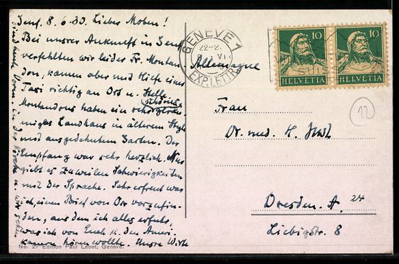 Cartoline postali: Genève, Quai des Eaux-Vives et Mont Bla – Usato da Berlin venduto da bartko-reher 1