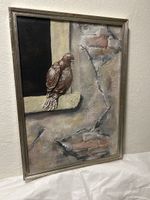 Ölgemälde-Relief Taube am Fenster, signiert, Lucki de Bree