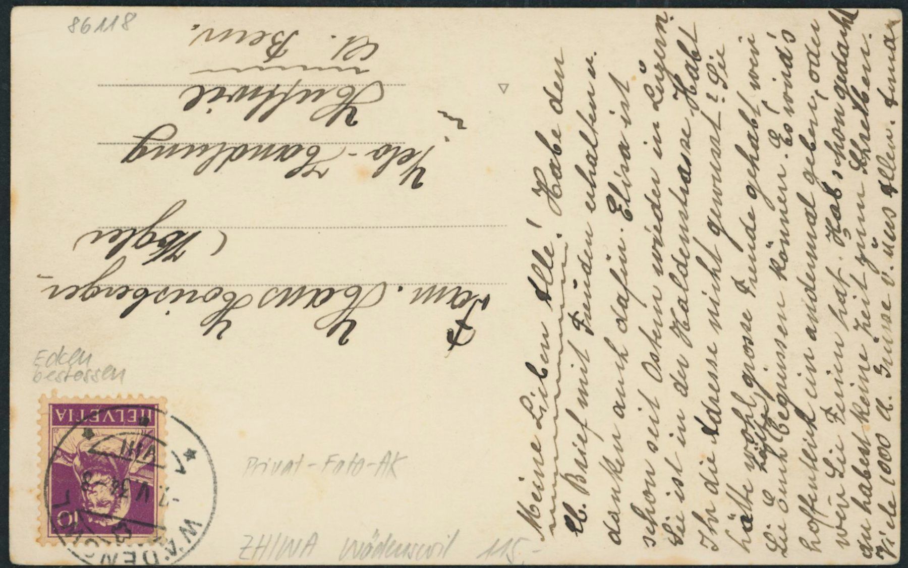 Cartoline postali: ZH Wädenswil – Usato da Schindellegi venduto da leecollect 1