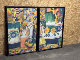 2 tolle grosse Pastell-Stilleben aus England, Salim Patel