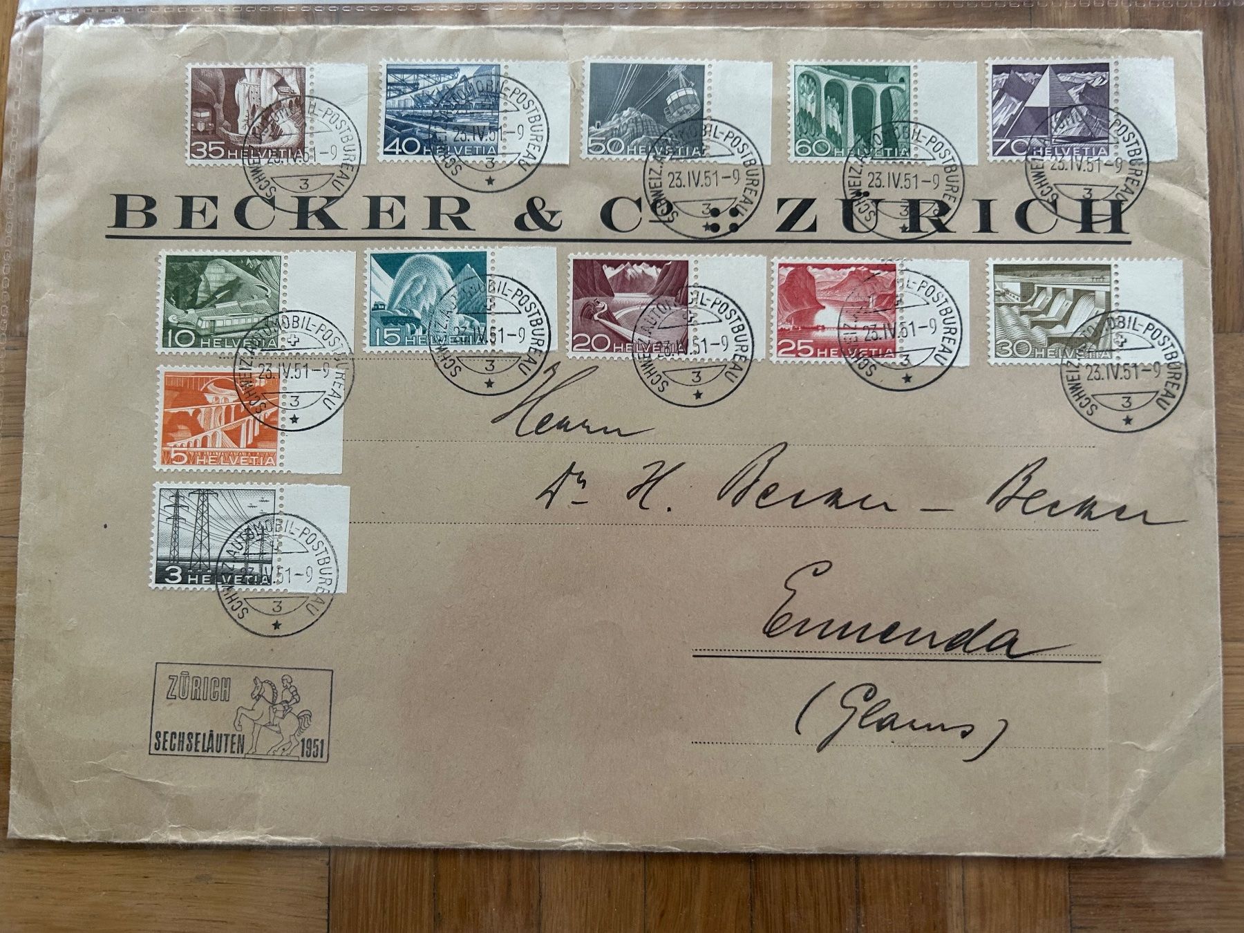 Alle Briefmarken: Luxusbrief, Satzbrief Technik und Landschaft, mit Tabs – Gebraucht aus Romanshorn von luxcollect