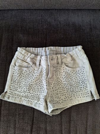 Coole Mädchen Shorts Gr. 140 Nieten Jeans Sommer grau NEU