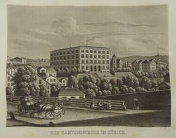 DIE KANTONSSCHULE IN ZÜRICH, AQUATINTA, 1853