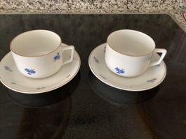 2 Kaffeetassen, Porzellan Kornblumen Motiv