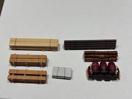 7x Ladegut für Guterwagen Spur N
