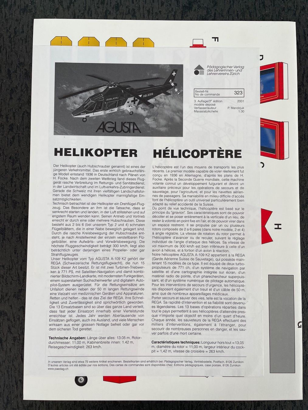 Kit bricolage: Bastelbogen Helikopter / Hubschrauber, HB-XWB Rega – Nuovo (secondo la descrizione) da Füllinsdorf venduto da bienli 1