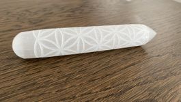 Selenit Massager Blume des Lebens mit Gravur Neu Stein NEU