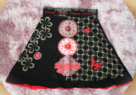 Lässiger Rock Jupe von DESIGUAL ☆ Dahlien Blumen Floral