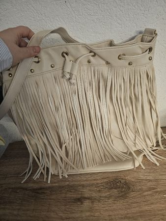Beigetöne Fransenhandtasche, stylisch & geräumig!