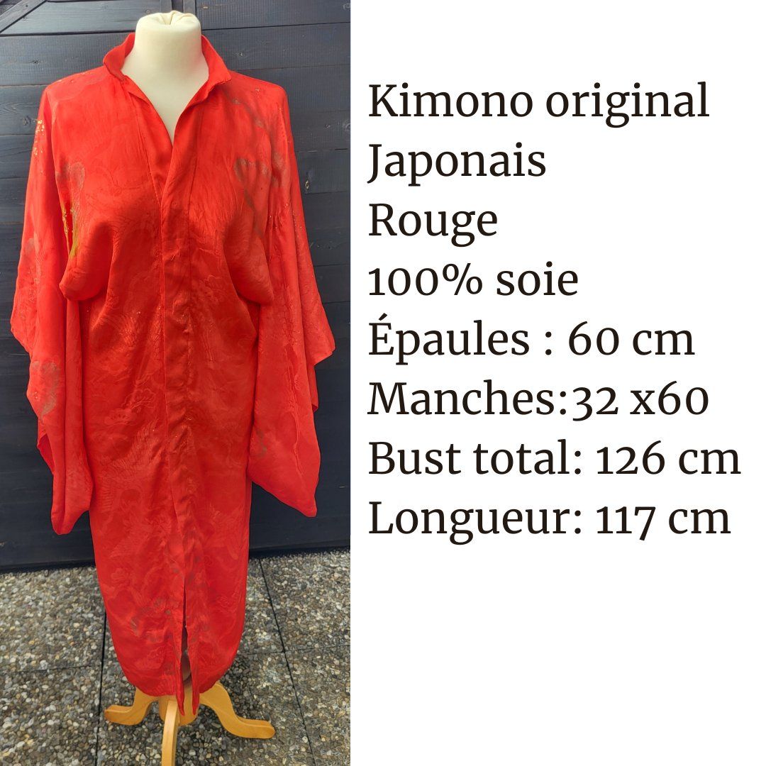 Kimono: Kimono red 100% soie – Usato da Fribourg venduto da VictoriaShop7 8