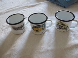 Breitling 3 Emaille Becher Tassen Set Neu Original Verpackt