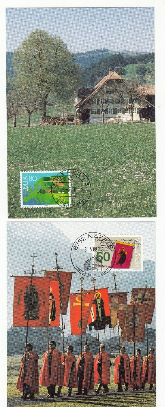 Alle Briefmarken: Schweiz Maximumkarten 5 Stuck 1988 – Gebraucht aus Herrliberg von Lfrifda 1