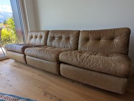 Vintage 3er Ledersofa Amanta von Mario Bellini