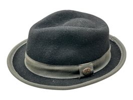 Chapeau MENIL fedora noir avec ruban gris. Taille 57 / L