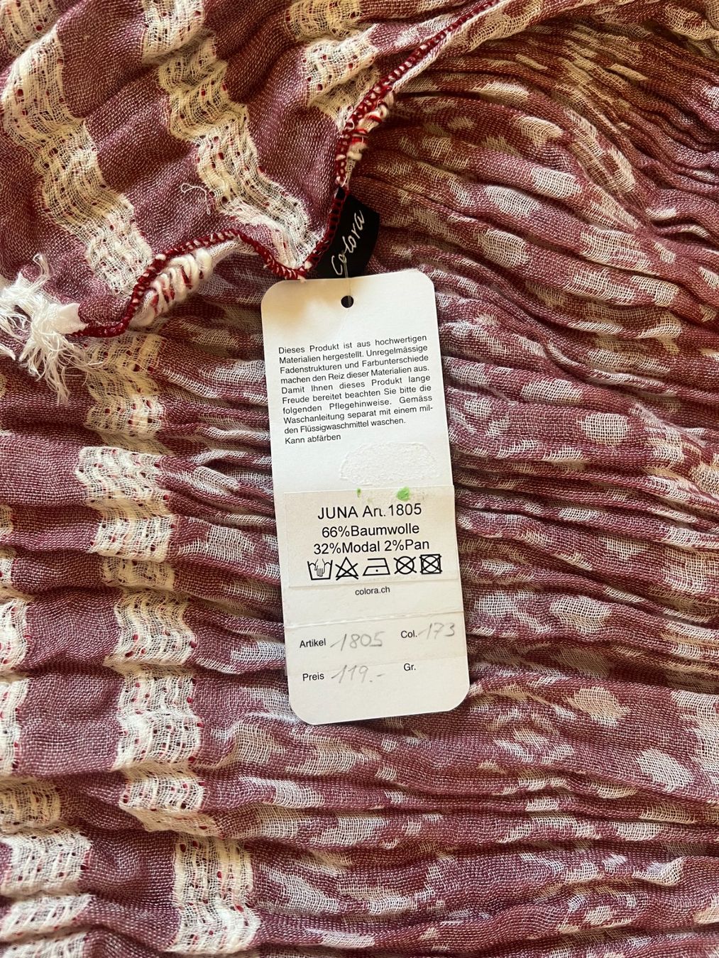 Colora Foulards, Tücher & Schals: Colora Schal, Baumwolle/Modal, 2 seitig tragbar, NEU – Neu und originalverpackt aus Worb von farben20zauber 2