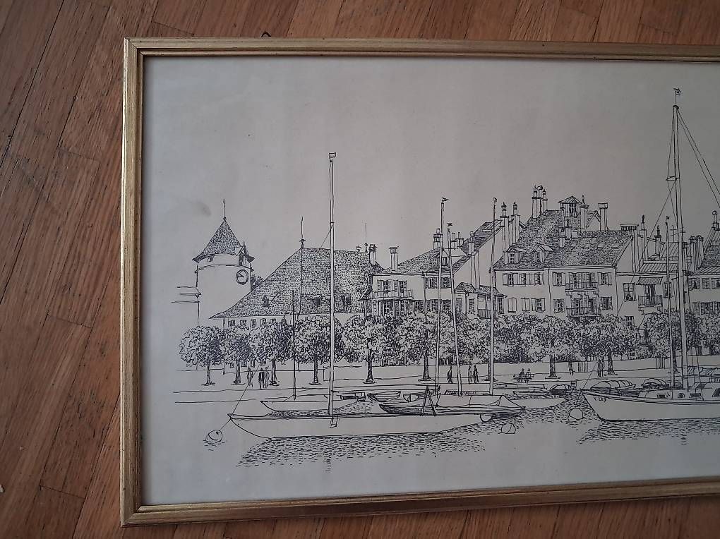 Stiche: Vue du quai de Morges, encadrée – Gebraucht aus Morges von pie_nbl7 1