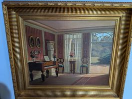 Echt Oel Bild Interieur von F.Svendsen