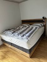 Boxspringbett Eiche Massiv mit Aufbewahrung (ohne Matratzen)