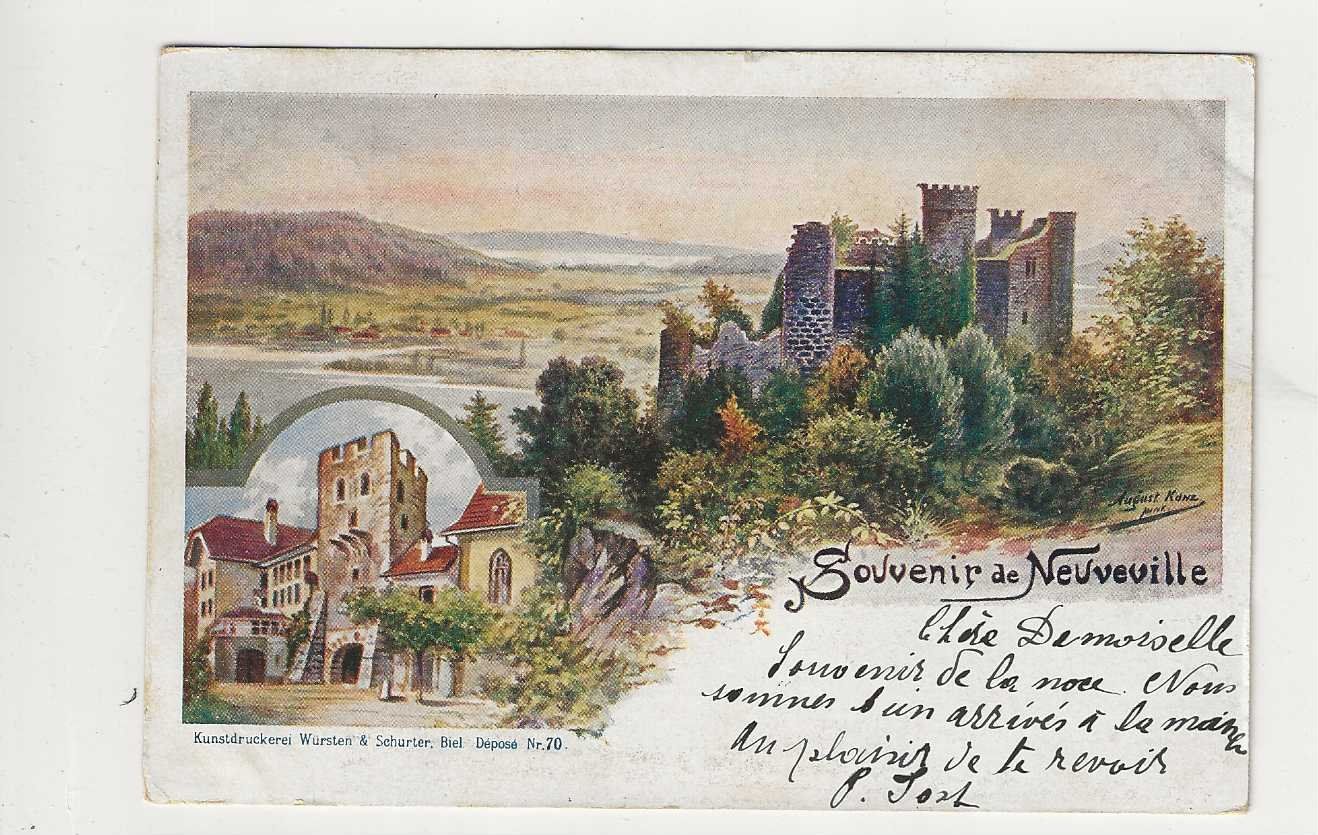 Cartoline postali: Neuveville, Litho, 1900 – Usato da Spiez venduto da Niesen20