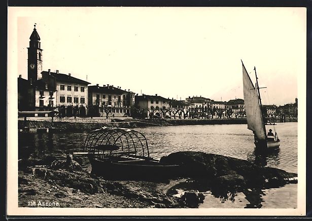 Cartes postales: AK Ascona, Panorama mit Segelboot, 1943 – D'occasion à Berlin par bartko-reher