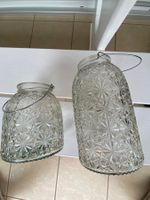 2 Windlichter im Glas Design Stern Muster Deko