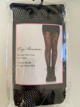Collants résille noirs avec croix - Taille unique NEUF!