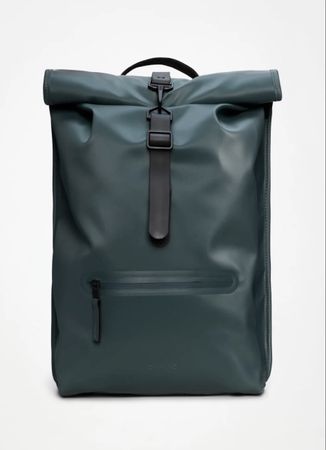 Rains Backpack Green Roll Top Water-Resistant Unisex