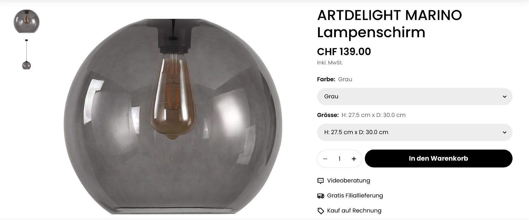 Micasa Paralumi: Grauer Glas Lampenschirm von Micasa – Nuovo e nell'imballaggio originale da Basel venduto da demonbaby2222 4