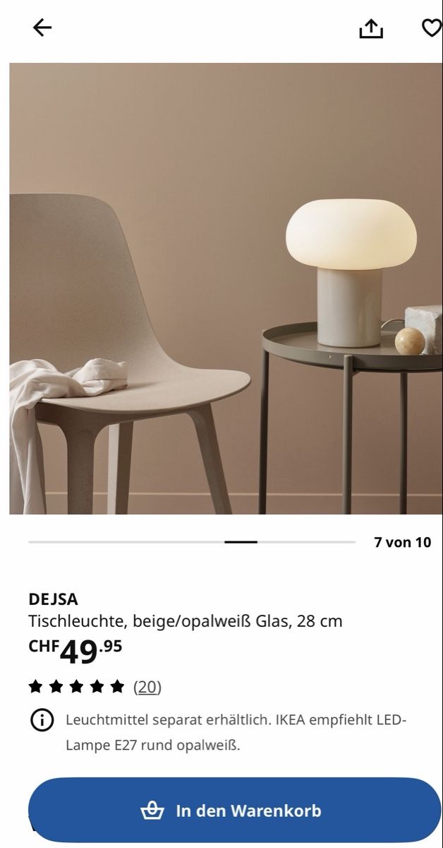 Ikea Lampade: DEJSA Tischleuchte beige/opalweiss Glas – Usato da Dietikon venduto da schultealina__ 4