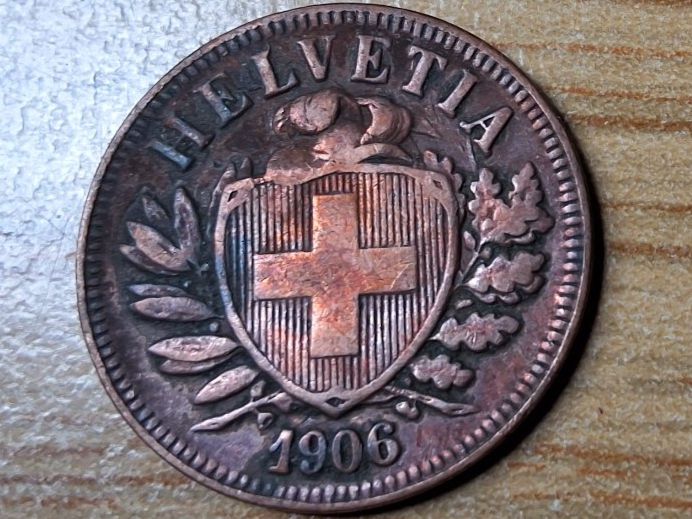Tutti le monete: 2 Rappen 1906 - Selten! – Usato da Münchenstein venduto da purbach1 4