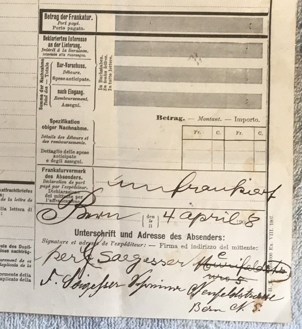 SBB/CFF/FFS Documenti: HISTORISCHE DOKUMENT SCHWEIZER BUNDESBAHNEN 1908 – Usato da Ostermundigen venduto da wini63 6