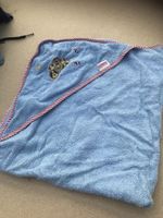 Baby Badetuch hellblau mit Traktor 75x80cm