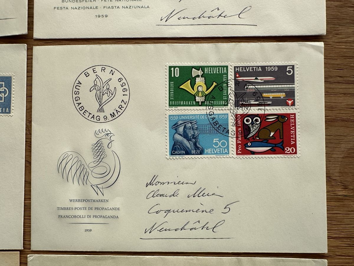 Tutti i francobolli: Schweiz - 6x FDC und Sonderbriefe 1959  – Usato da Schmitten / FR venduto da Samsara169 4