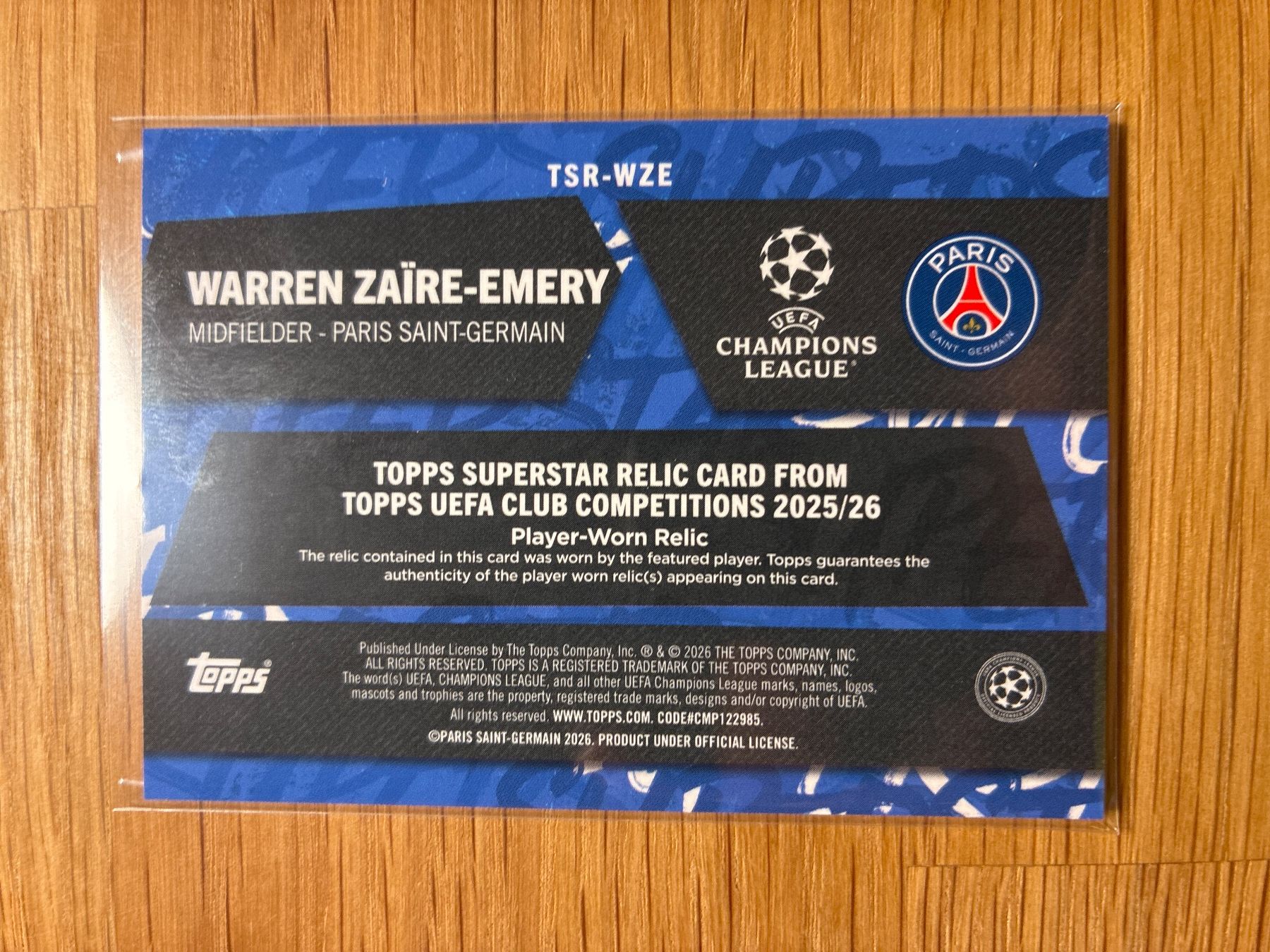 Topps Sammelbilder & Trading cards: Topps Flagship Warren Zaire-Emery PSG Patch /250 – Gebraucht aus Wangenried von Garagara 1