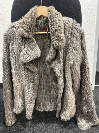 Pelzjacke Echt Kaninchenfell Chinchilla Gr. 34 XS grau