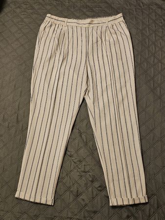 LCW CASUAL Damen Hose Gr. 42 Beige Gestreift Sommerhose Schl