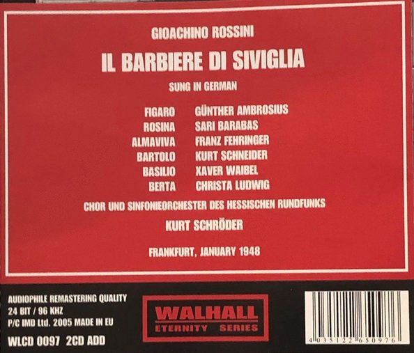 CDs: Rossini - Der Barbier von Sevilla – Gebraucht aus Grüningen von azulblanco 1