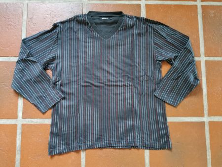 Sergio; Pyjama Oberteil / Shirt Langarm blau gestreift Gr. M