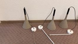 3 Pendellampen Konisch Beton Beige mit schwarzen Akzenten
