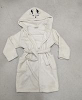 Kinder Bademantel Gr. 122/128 weiss/natur Rentier Motiv