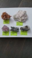 Seltene Fluorit pink Stufe + 4 Mineralien, Schatzkiste 2