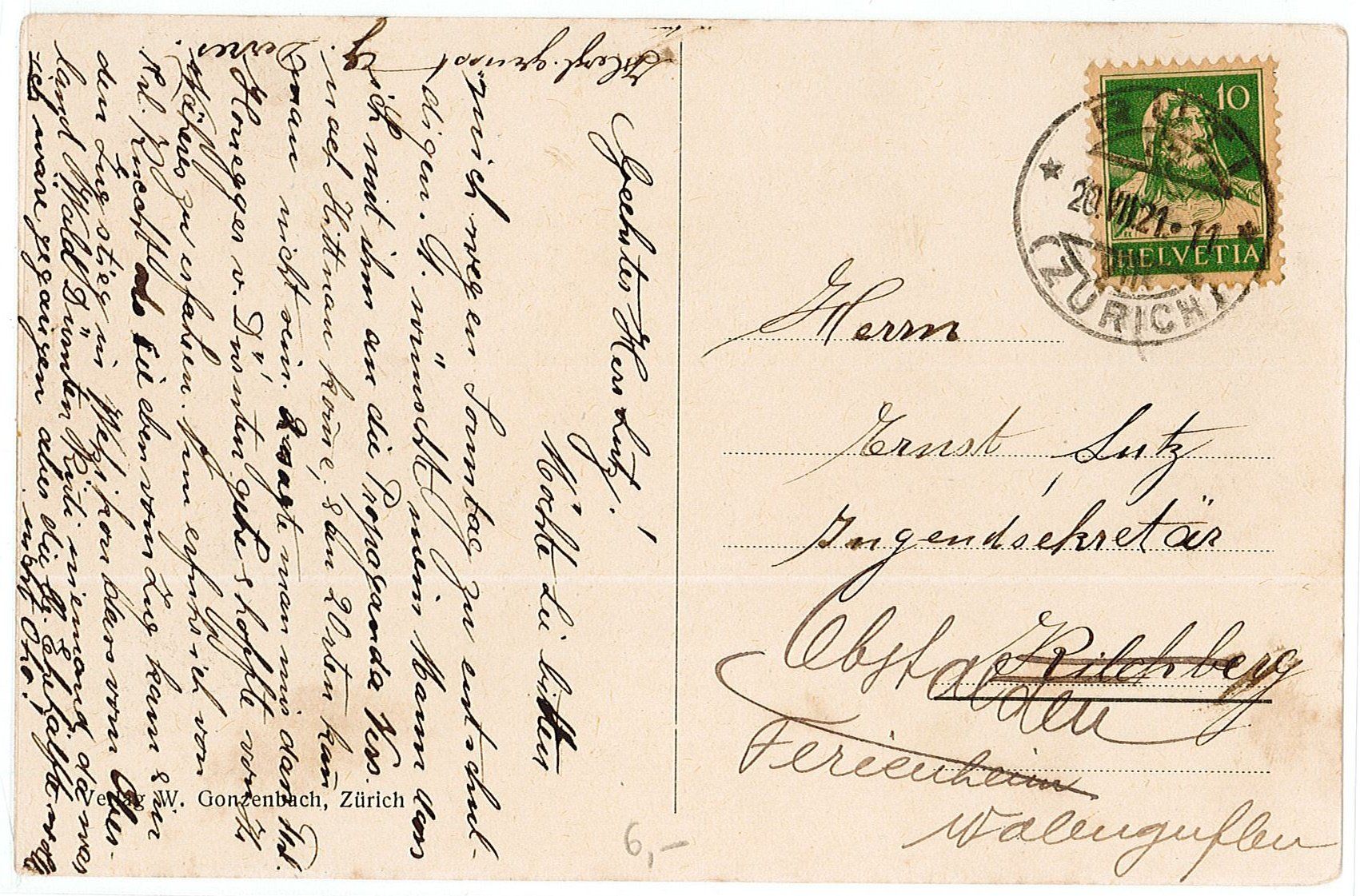 Cartoline postali: ZG 63 MORGARTENDENKMAL 1921 – Usato da Fribourg venduto da philafri 1