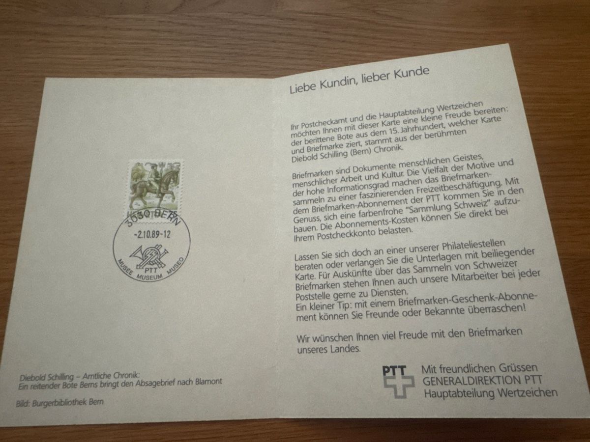 Tous les timbres: Briefmarke "Diebold Schilling - Antike Chronik" 2.10.89 – D'occasion à Muhen par Kusi_ 1