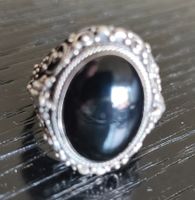 Silberring 925 mit schw. Stein - ca. 9.01 gr. - Gr. 62-63