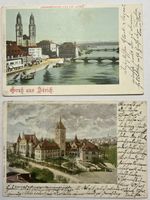 2 alte AK Gruss aus Zürich 1901 u. Landesmuseum 1904
